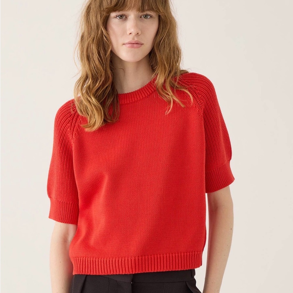 Demylee Red Short-Sleeve Knit Sweater - ISO